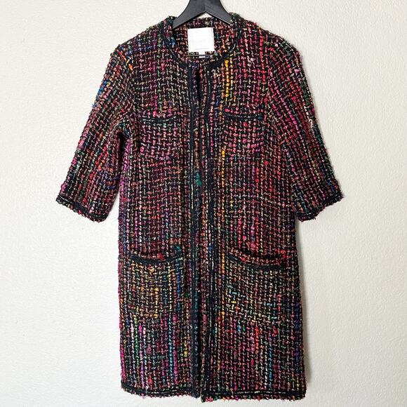 Anthropologie Ett Twa Rainbow Tweed Berwyn Long Jacket Twee Preppy Size XS - Picture 2 of 9